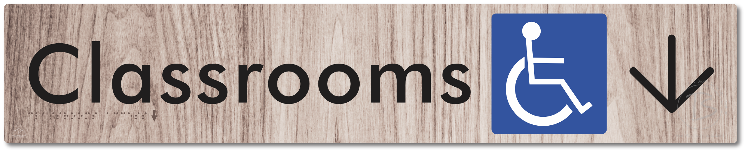 Accessible Classroom Access with Large Directional Arrow - Braille Tactile Signs Aust.