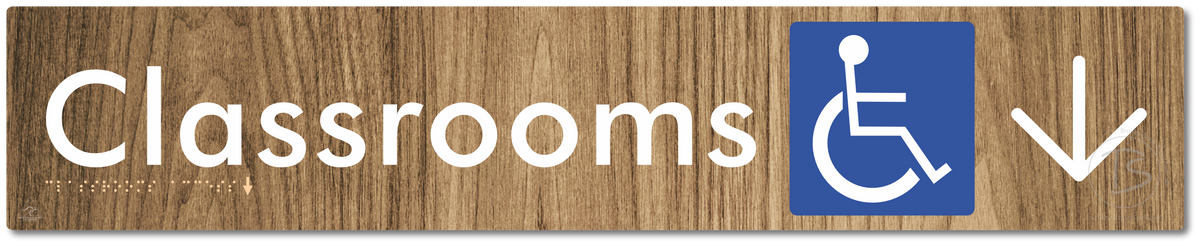 Accessible Classroom Access with Large Directional Arrow - Braille Tactile Signs Aust.