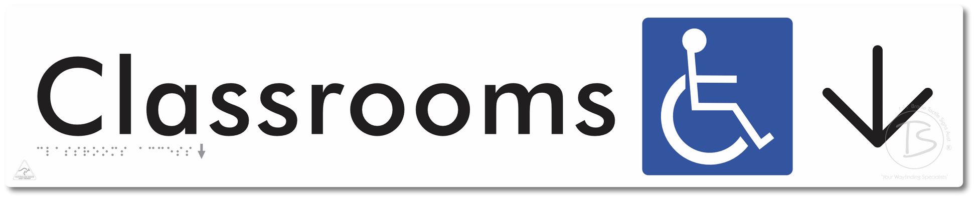 Accessible Classroom Access with Large Directional Arrow - Braille Tactile Signs Aust.