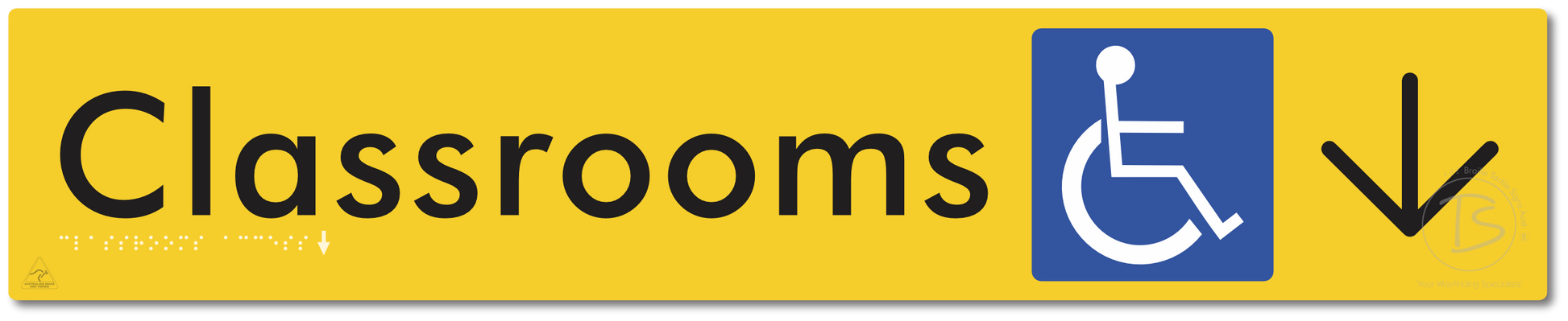 Accessible Classroom Access with Large Directional Arrow - Braille Tactile Signs Aust.