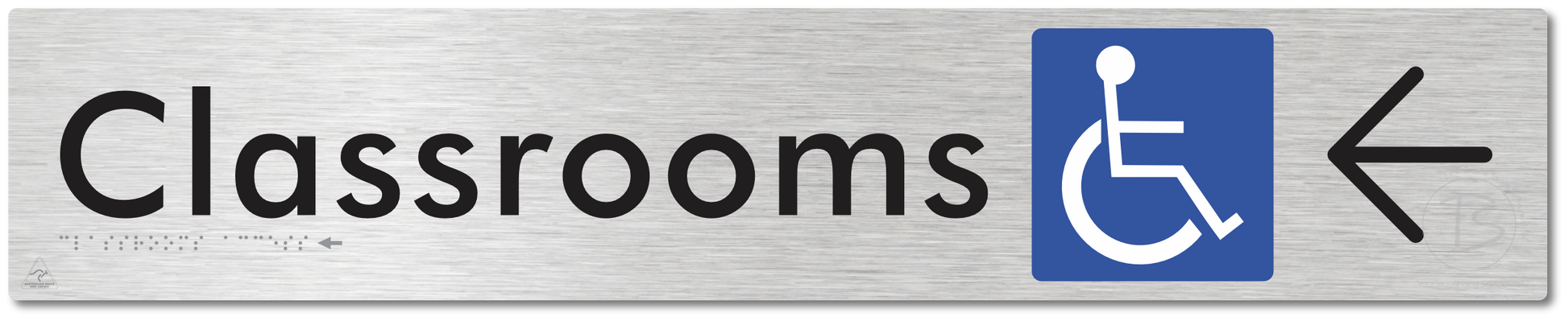 Accessible Classroom Access with Large Directional Arrow - Braille Tactile Signs Aust.