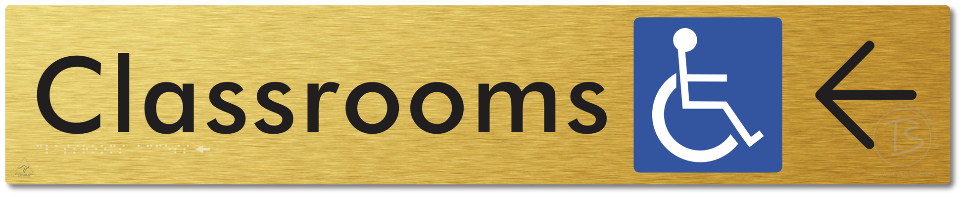 Accessible Classroom Access with Large Directional Arrow - Braille Tactile Signs Aust.