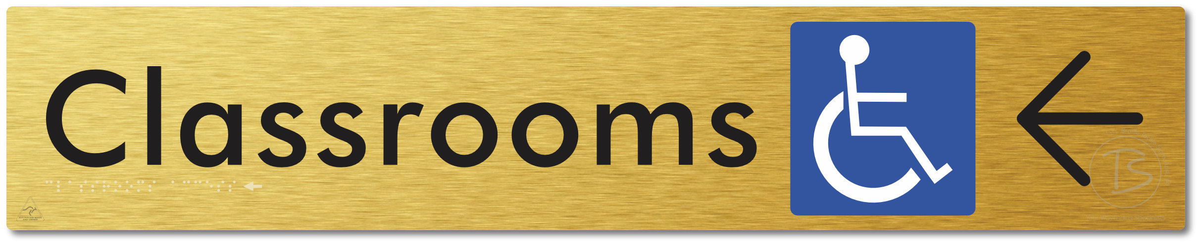 Accessible Classroom Access with Large Directional Arrow - Braille Tactile Signs Aust.