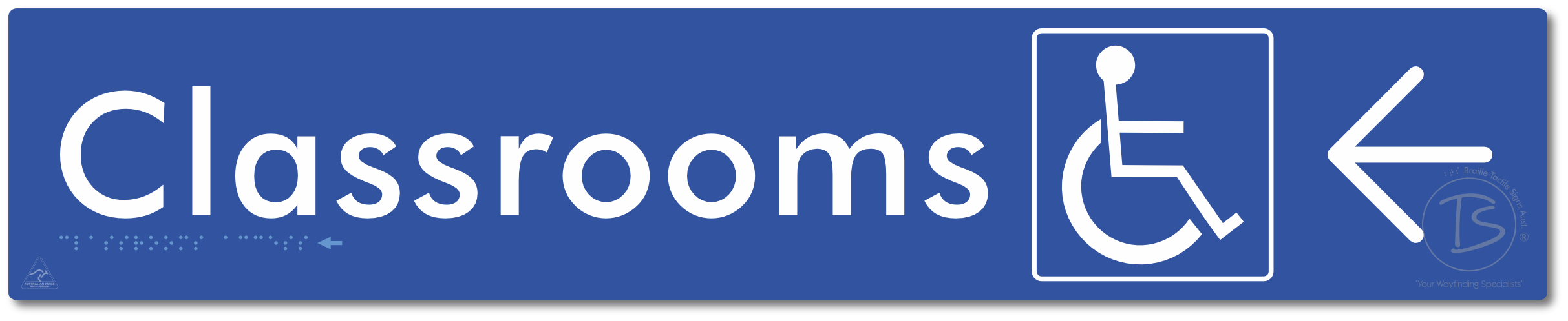 Accessible Classroom Access with Large Directional Arrow - Braille Tactile Signs Aust.