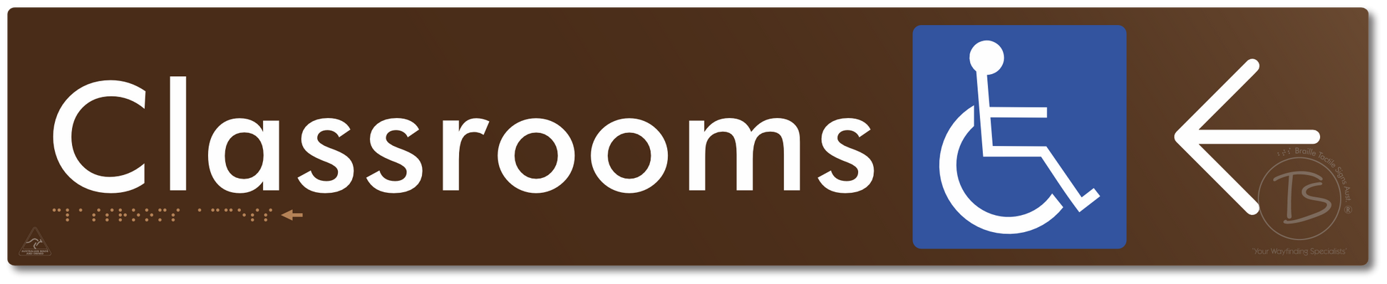Accessible Classroom Access with Large Directional Arrow - Braille Tactile Signs Aust.