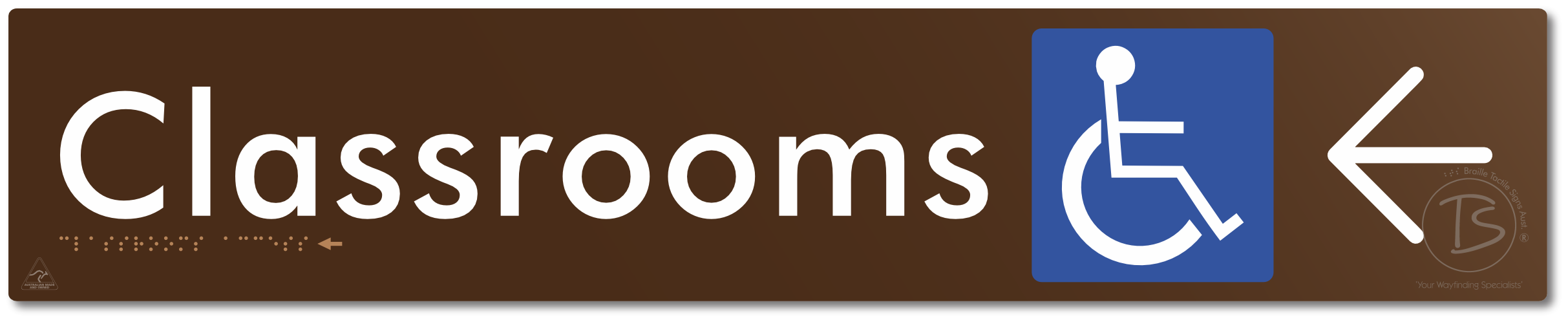 Accessible Classroom Access with Large Directional Arrow - Braille Tactile Signs Aust.