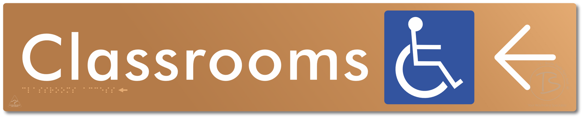 Accessible Classroom Access with Large Directional Arrow - Braille Tactile Signs Aust.