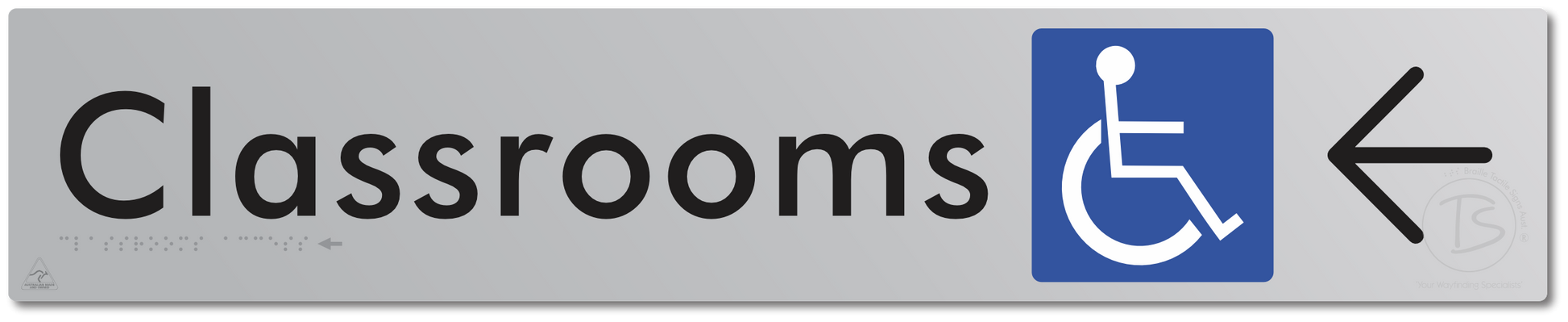 Accessible Classroom Access with Large Directional Arrow - Braille Tactile Signs Aust.