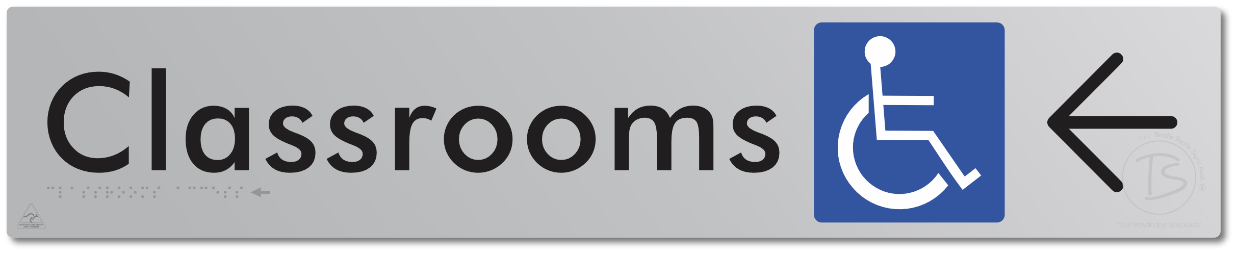 Accessible Classroom Access with Large Directional Arrow - Braille Tactile Signs Aust.