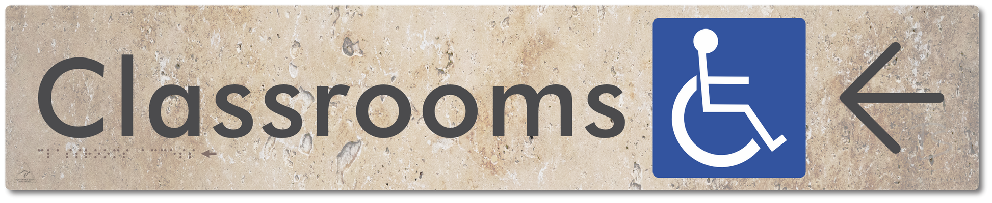Accessible Classroom Access with Large Directional Arrow - Braille Tactile Signs Aust.