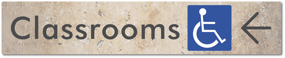 Accessible Classroom Access with Large Directional Arrow - Braille Tactile Signs Aust.