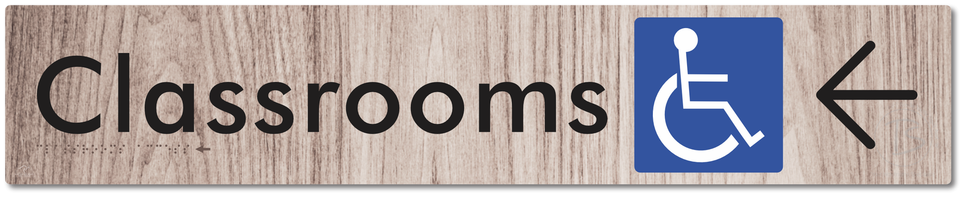 Accessible Classroom Access with Large Directional Arrow - Braille Tactile Signs Aust.
