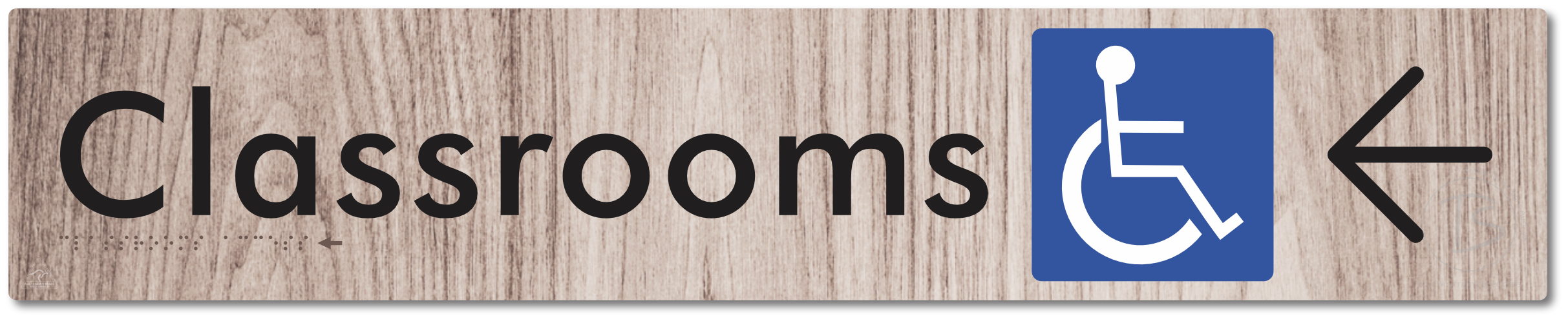 Accessible Classroom Access with Large Directional Arrow - Braille Tactile Signs Aust.