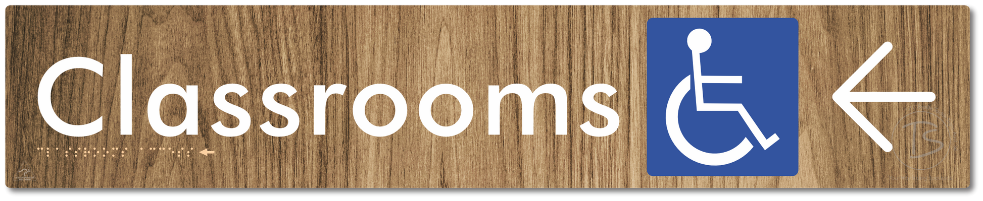 Accessible Classroom Access with Large Directional Arrow - Braille Tactile Signs Aust.