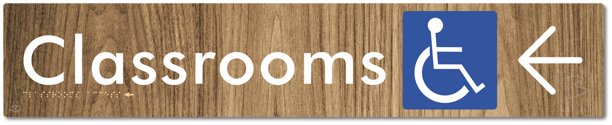 Accessible Classroom Access with Large Directional Arrow - Braille Tactile Signs Aust.