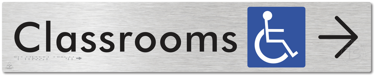 Accessible Classroom Access with Large Directional Arrow - Braille Tactile Signs Aust.