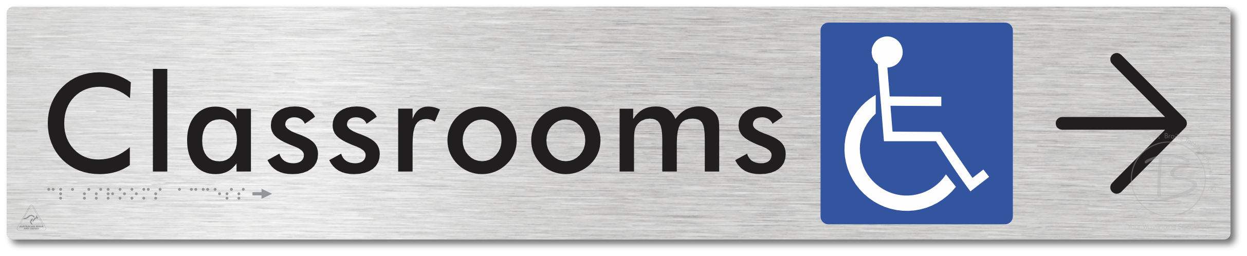 Accessible Classroom Access with Large Directional Arrow - Braille Tactile Signs Aust.