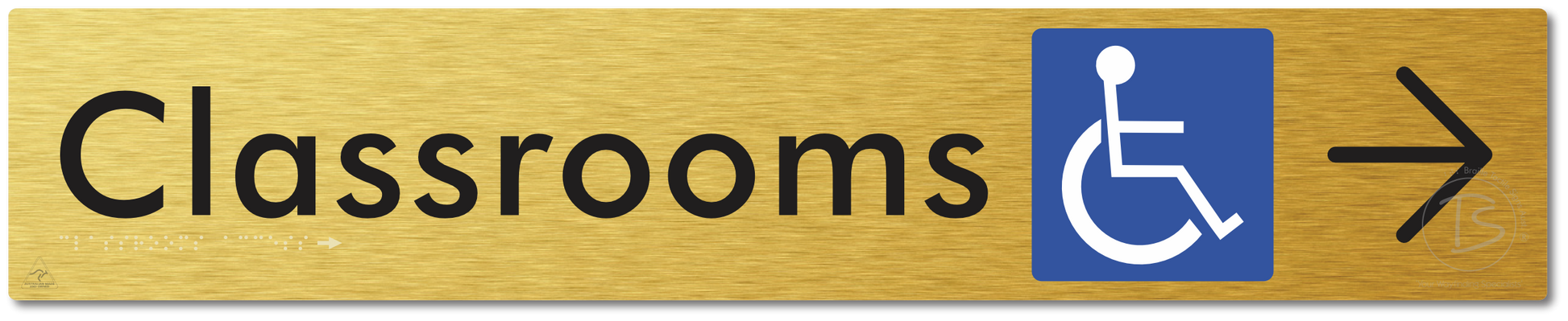 Accessible Classroom Access with Large Directional Arrow - Braille Tactile Signs Aust.