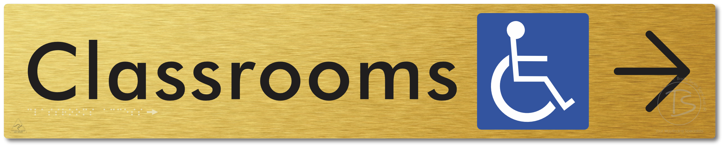 Accessible Classroom Access with Large Directional Arrow - Braille Tactile Signs Aust.
