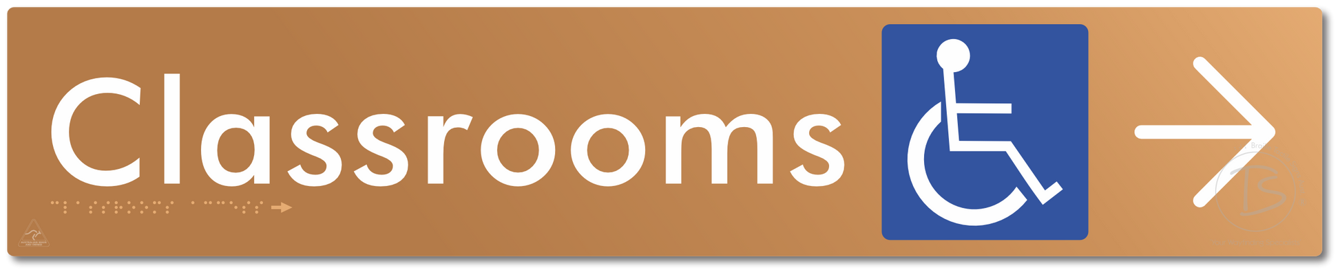 Accessible Classroom Access with Large Directional Arrow - Braille Tactile Signs Aust.