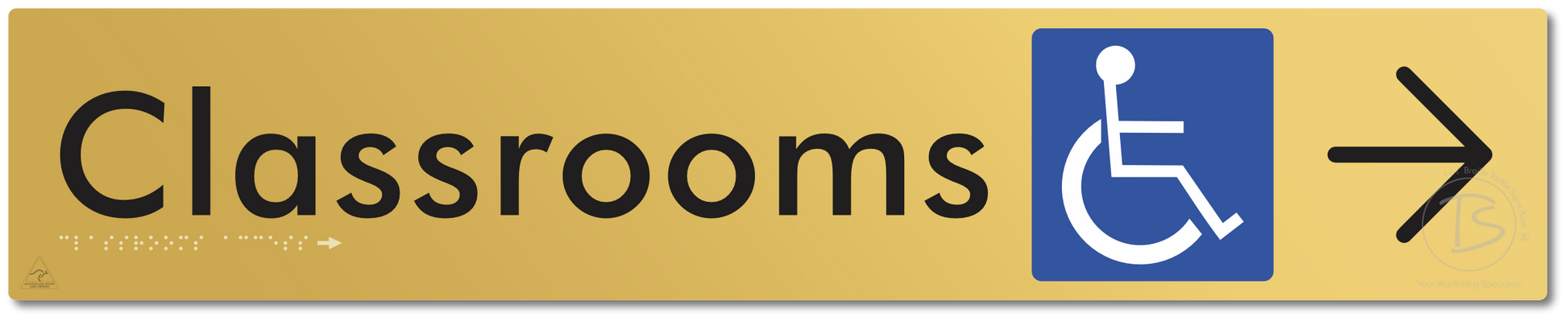 Accessible Classroom Access with Large Directional Arrow - Braille Tactile Signs Aust.
