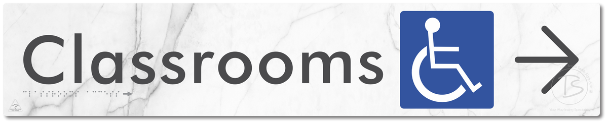 Accessible Classroom Access with Large Directional Arrow