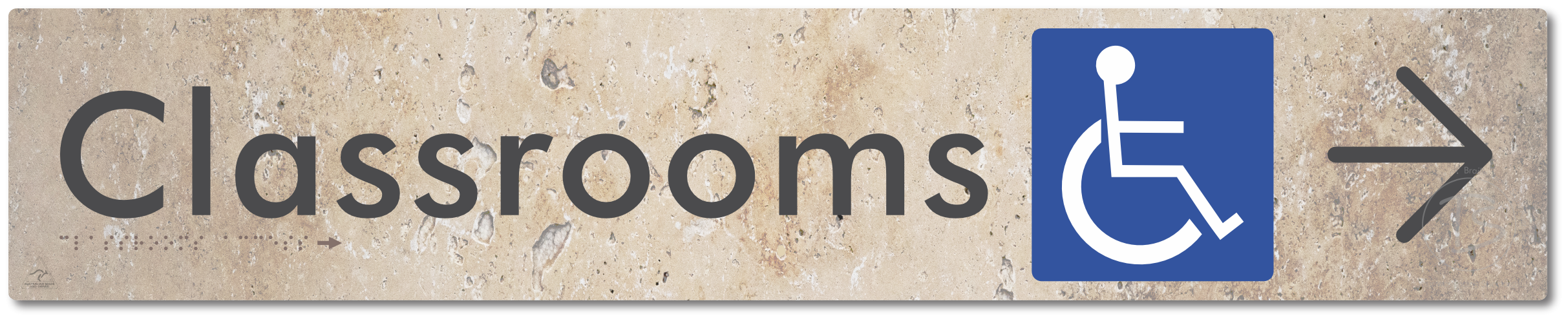 Accessible Classroom Access with Large Directional Arrow - Braille Tactile Signs Aust.