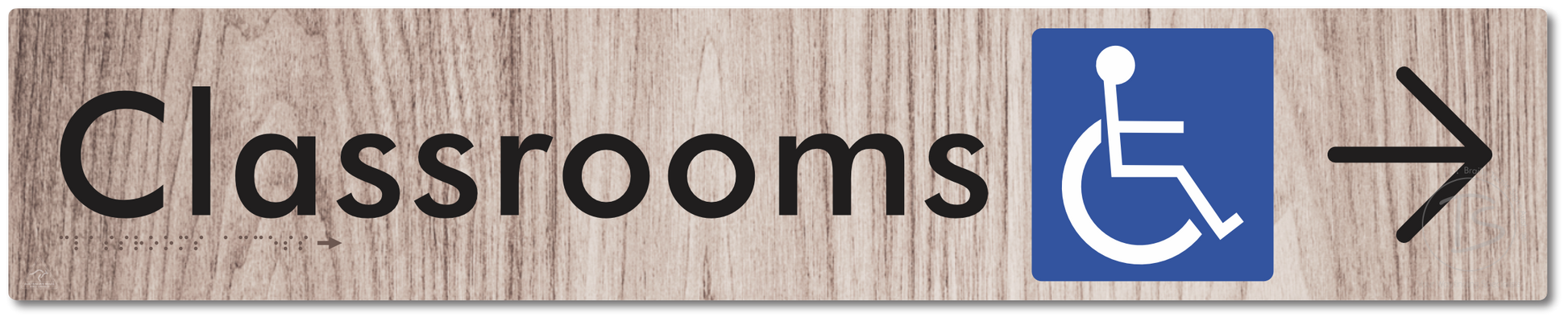 Accessible Classroom Access with Large Directional Arrow - Braille Tactile Signs Aust.