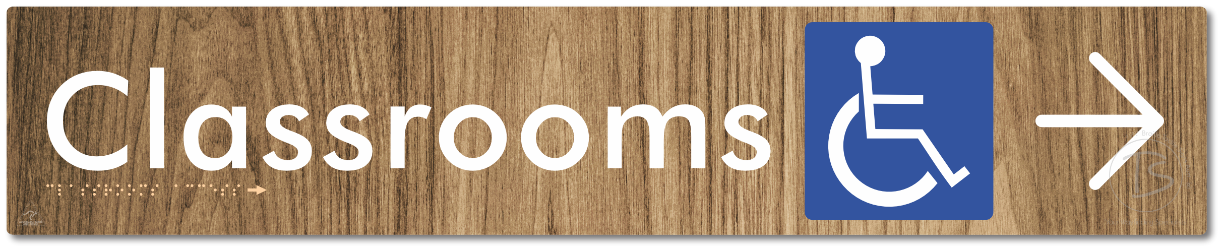 Accessible Classroom Access with Large Directional Arrow - Braille Tactile Signs Aust.