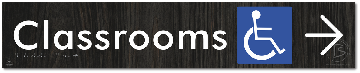 Accessible Classroom Access with Large Directional Arrow - Braille Tactile Signs Aust.