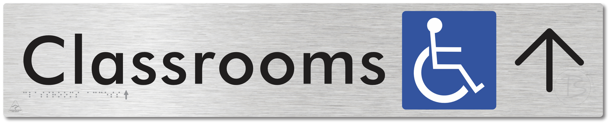 Accessible Classroom Access with Large Directional Arrow - Braille Tactile Signs Aust.