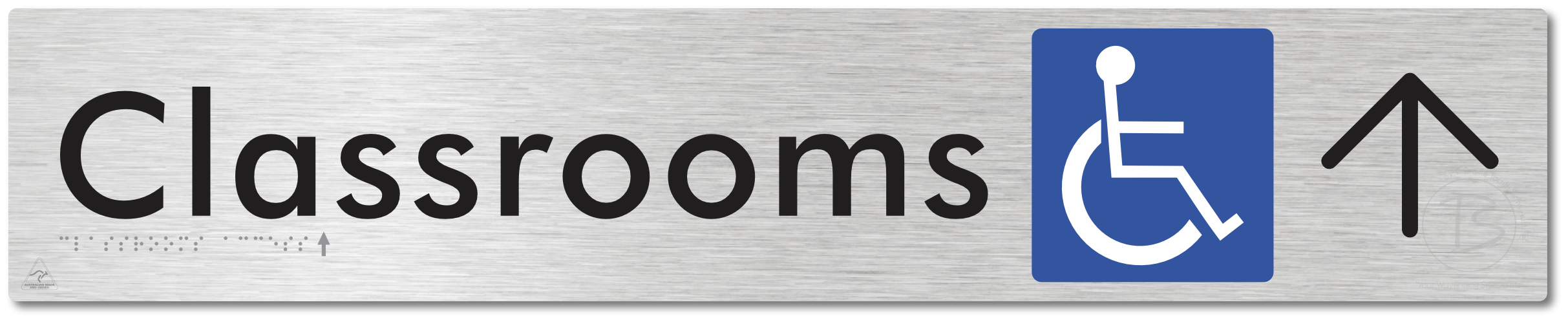 Accessible Classroom Access with Large Directional Arrow - Braille Tactile Signs Aust.