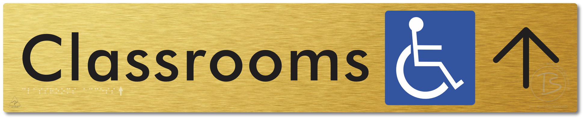 Accessible Classroom Access with Large Directional Arrow - Braille Tactile Signs Aust.