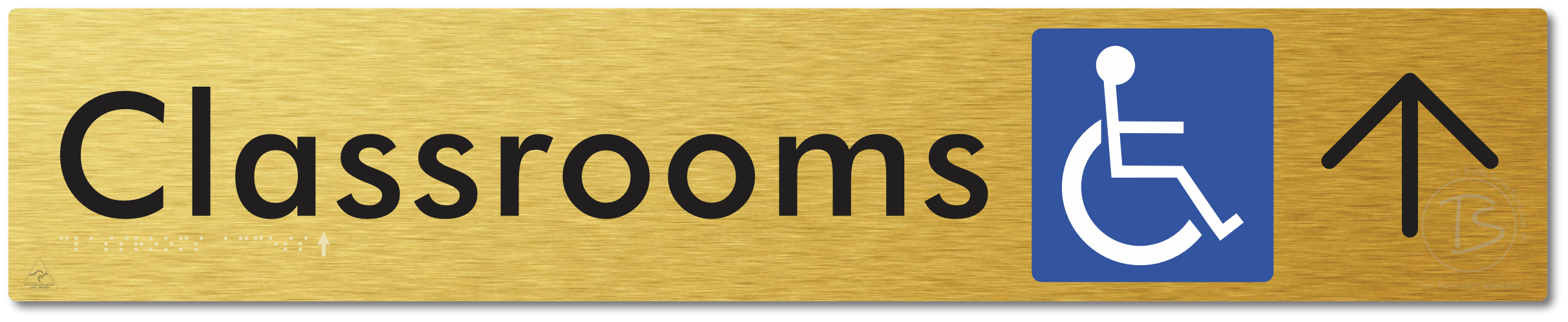 Accessible Classroom Access with Large Directional Arrow - Braille Tactile Signs Aust.