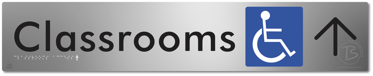 Accessible Classroom Access with Large Directional Arrow - Braille Tactile Signs Aust.