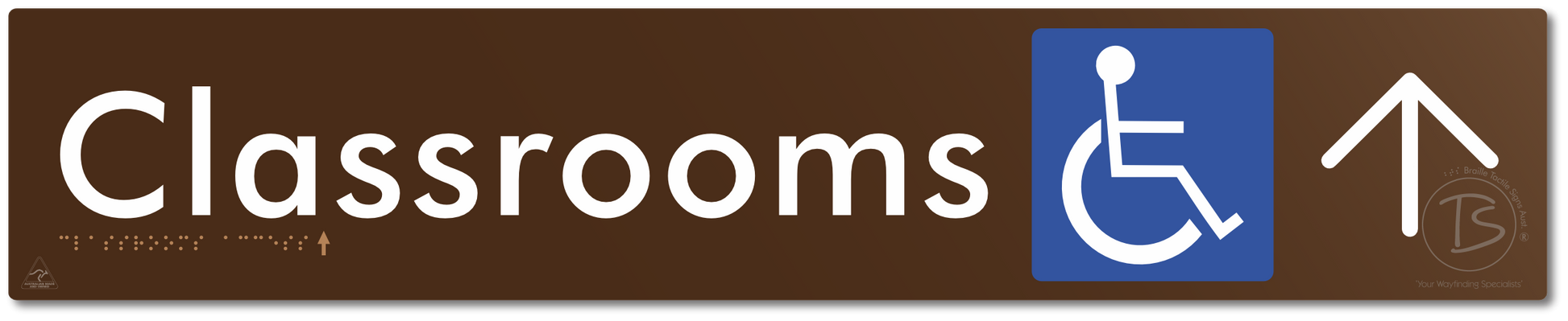 Accessible Classroom Access with Large Directional Arrow - Braille Tactile Signs Aust.