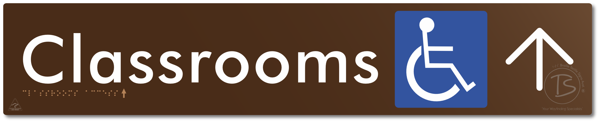 Accessible Classroom Access with Large Directional Arrow - Braille Tactile Signs Aust.