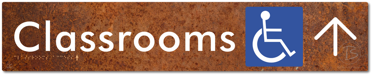 Accessible Classroom Access with Large Directional Arrow - Braille Tactile Signs Aust.