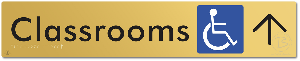 Accessible Classroom Access with Large Directional Arrow - Braille Tactile Signs Aust.