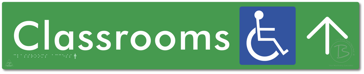 Accessible Classroom Access with Large Directional Arrow