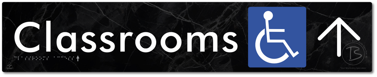 Accessible Classroom Access with Large Directional Arrow - Braille Tactile Signs Aust.
