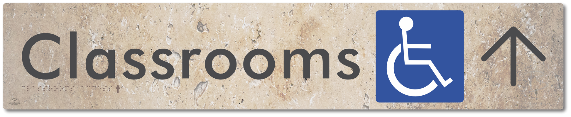 Accessible Classroom Access with Large Directional Arrow - Braille Tactile Signs Aust.