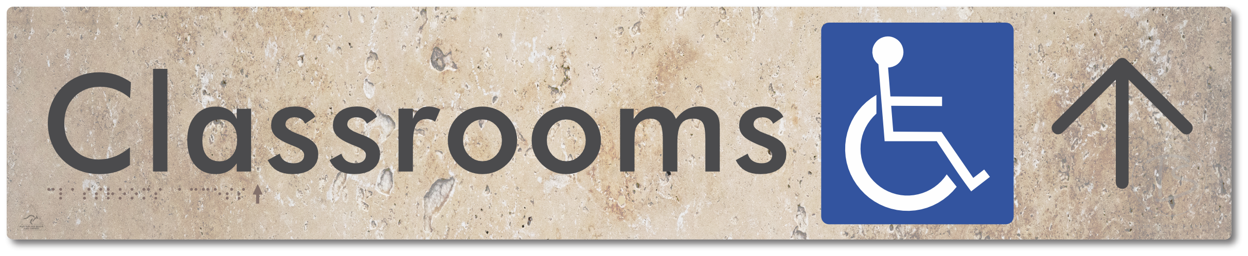 Accessible Classroom Access with Large Directional Arrow - Braille Tactile Signs Aust.