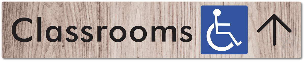 Accessible Classroom Access with Large Directional Arrow - Braille Tactile Signs Aust.