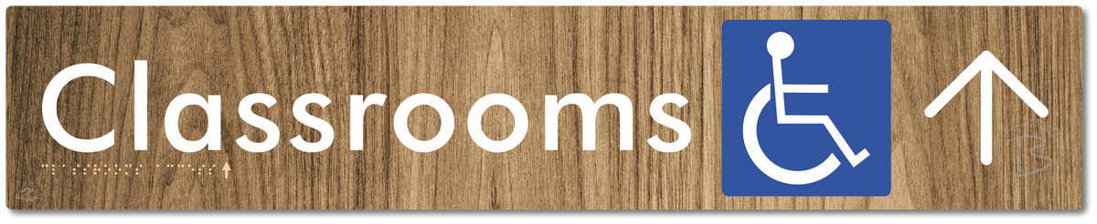 Accessible Classroom Access with Large Directional Arrow - Braille Tactile Signs Aust.