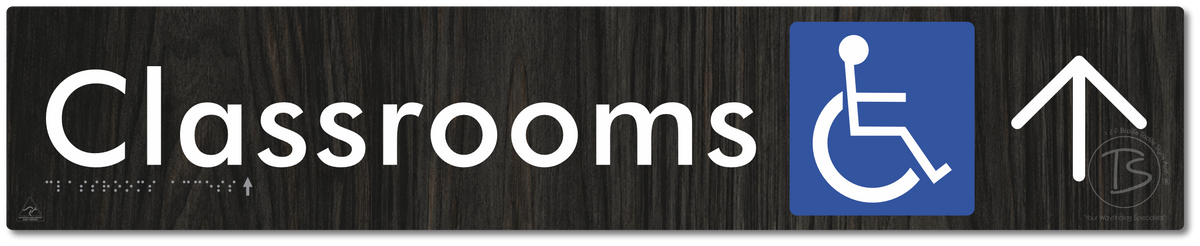 Accessible Classroom Access with Large Directional Arrow - Braille Tactile Signs Aust.