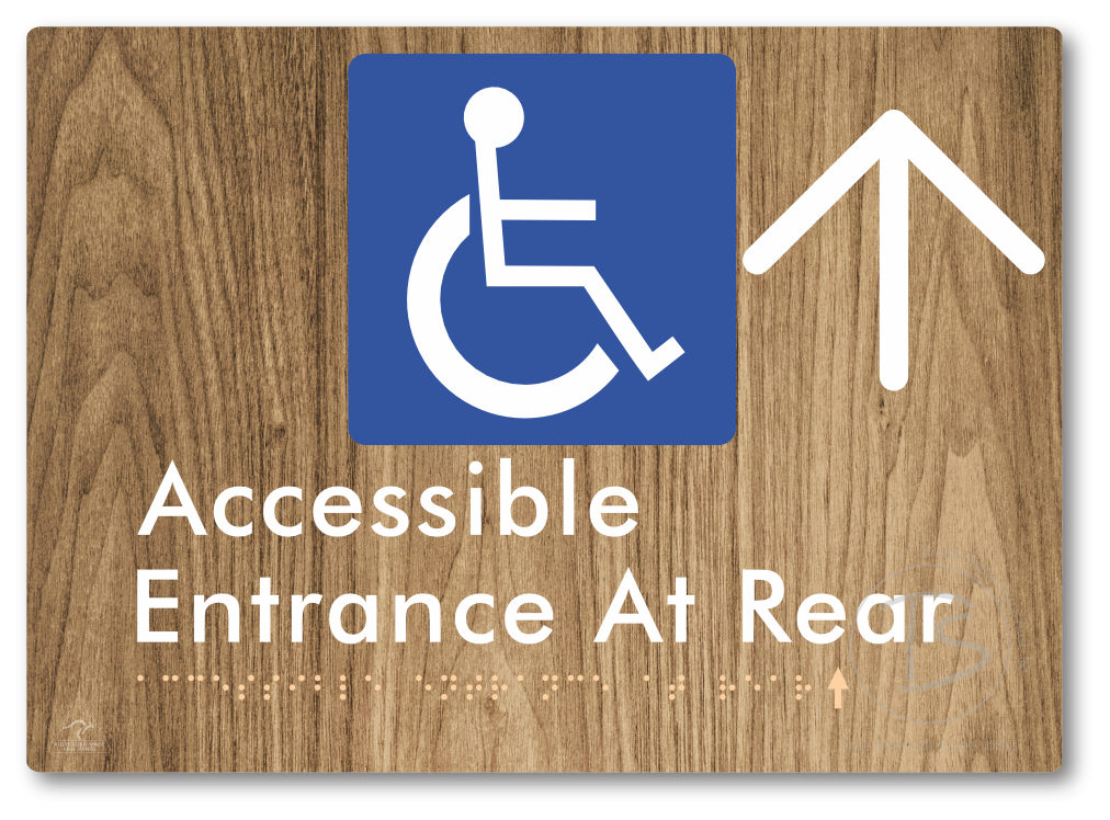 Accessible Entrance at Rear with Large Directional Arrow - Braille Tactile Signs Aust.