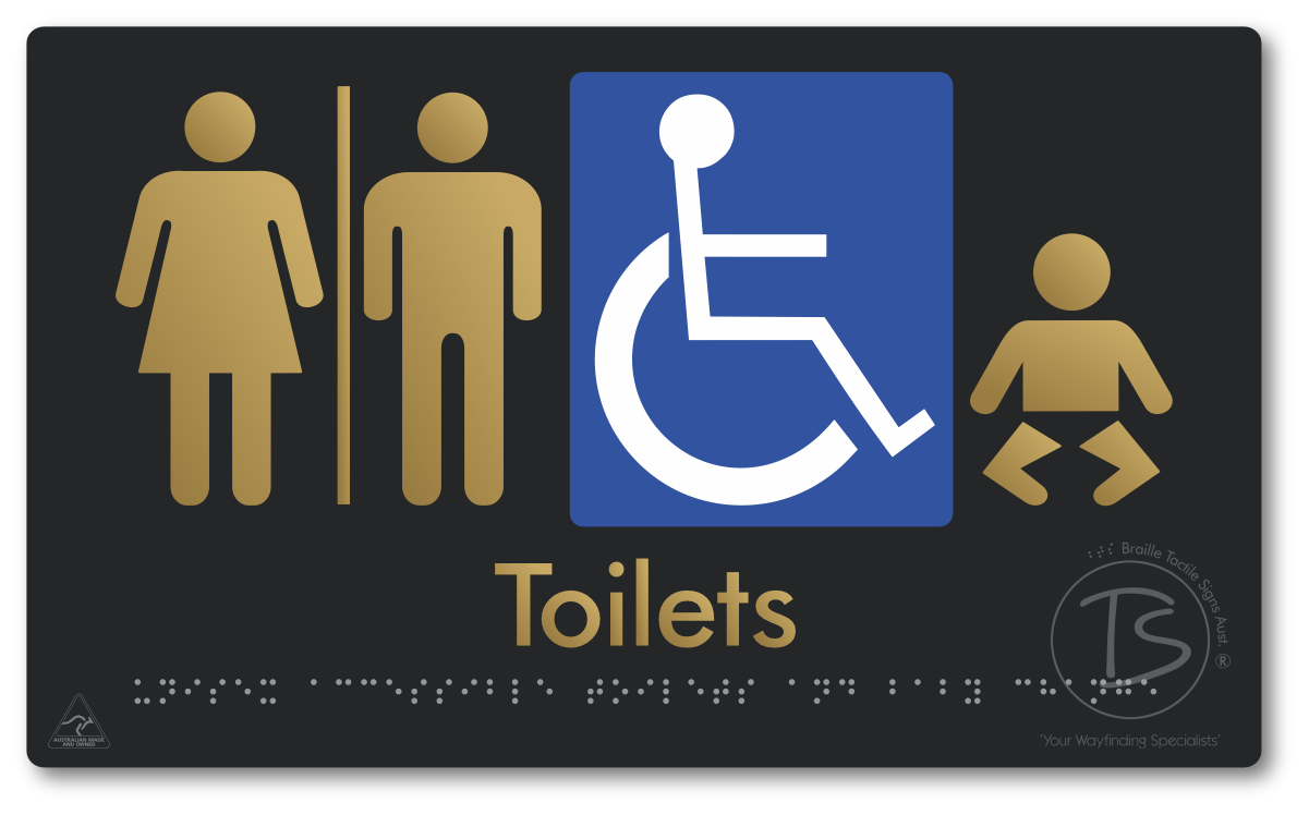 Unisex Accessible Toilets & Baby Change with Air Lock - Braille Tactile Signs Aust.