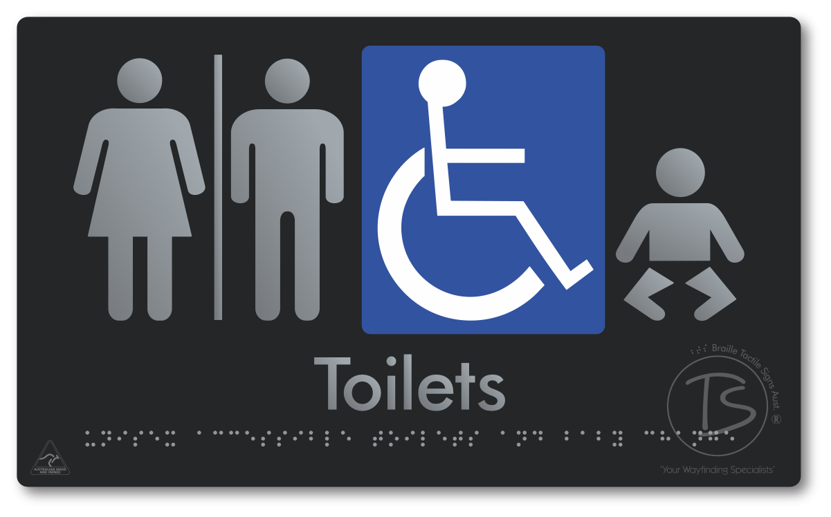 Unisex Accessible Toilets & Baby Change with Air Lock - Braille Tactile Signs Aust.