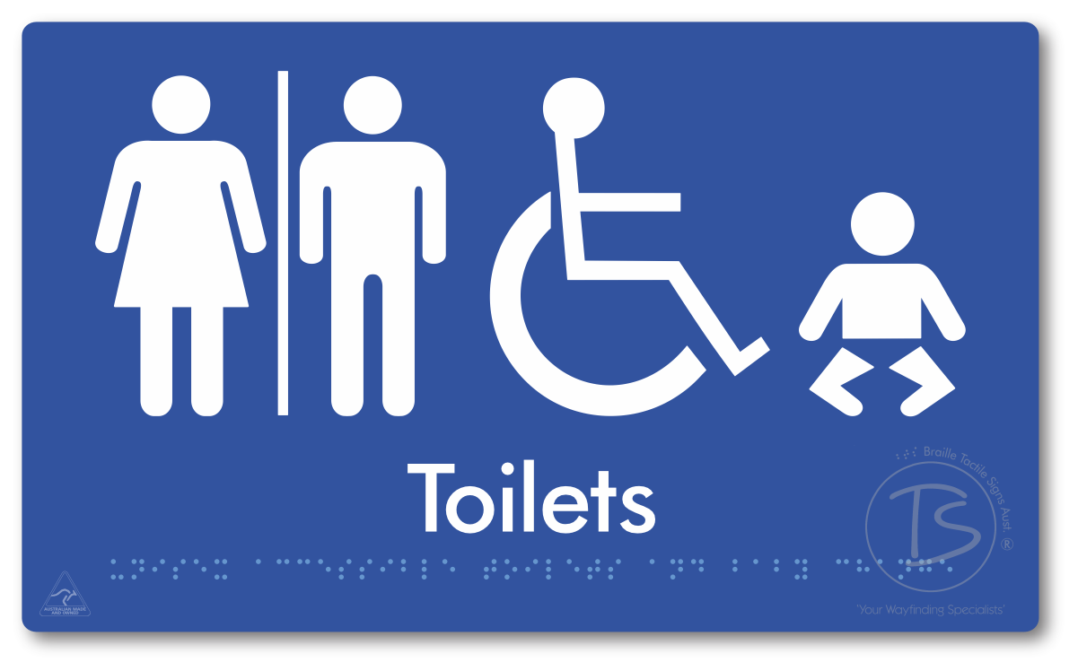 Unisex Accessible Toilets & Baby Change with Air Lock - Braille Tactile Signs Aust.